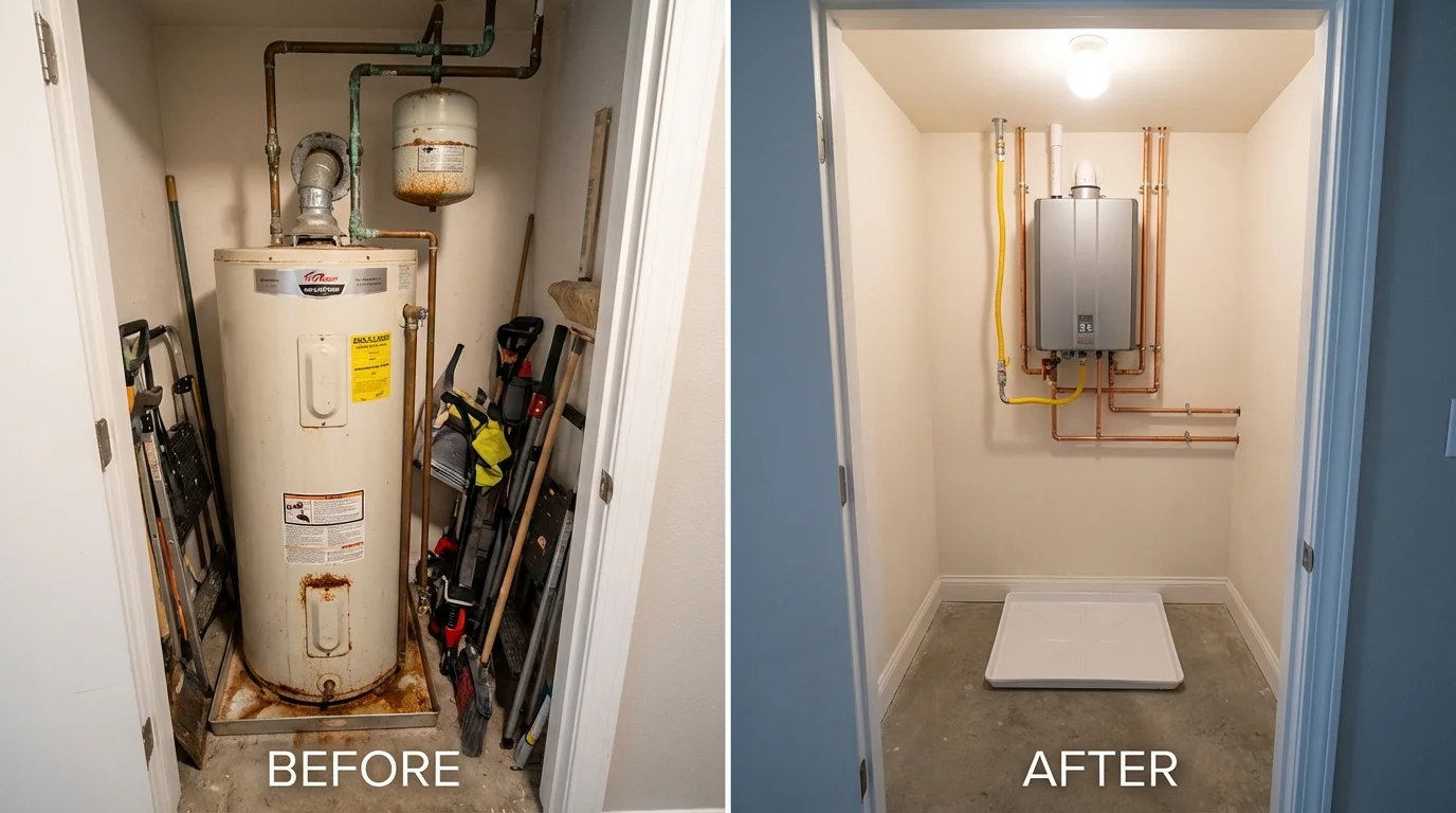 Tank water heater versus wall-mounted tankless unit comparison for Wenatchee, WA homeowners