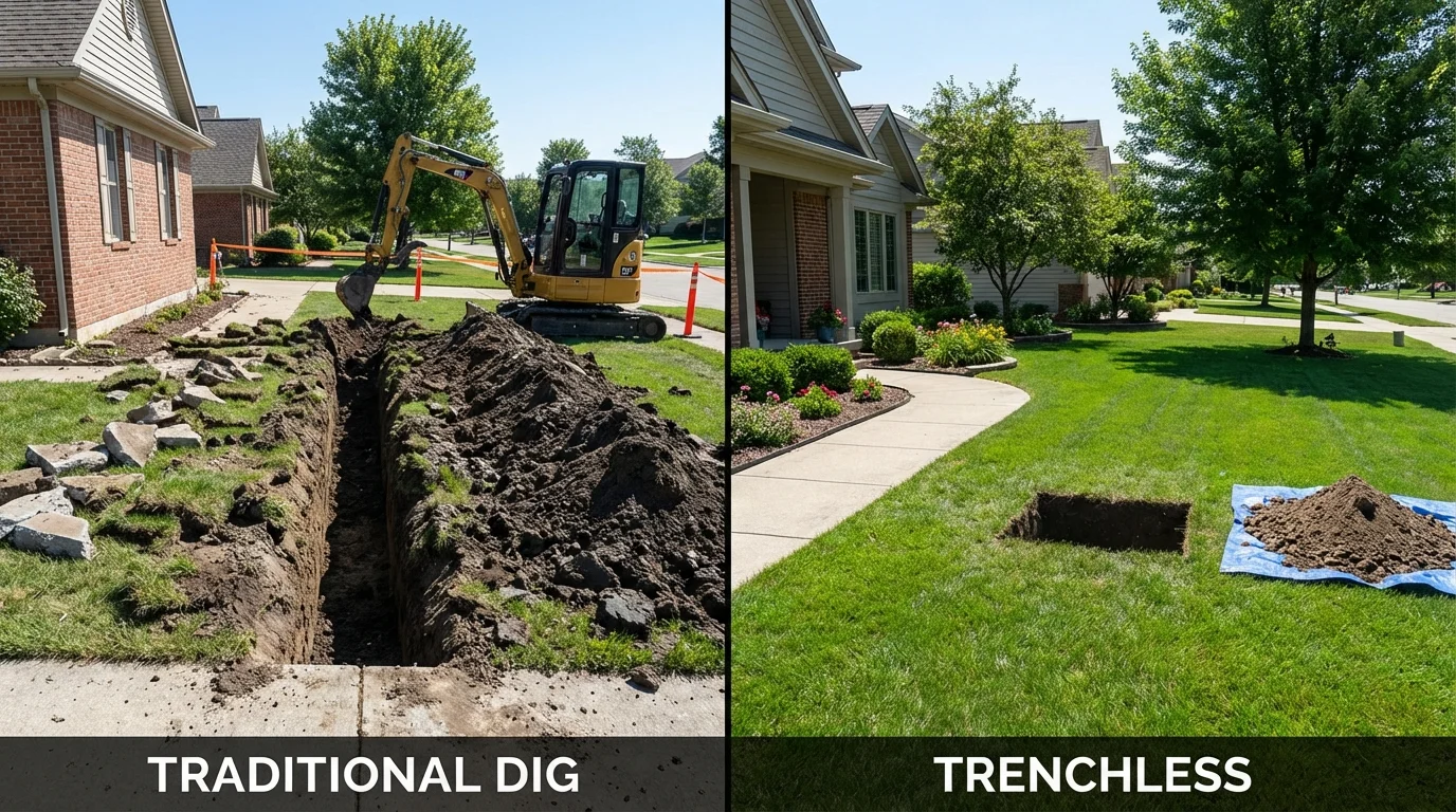 Trenchless sewer repair with minimal yard damage versus traditional excavation in Wenatchee, WA